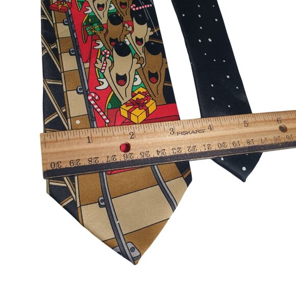 Noel Holiday Collection Mens Christmas Reindeer Roller Coaster Necktie Novelty - Picture 3 of 5